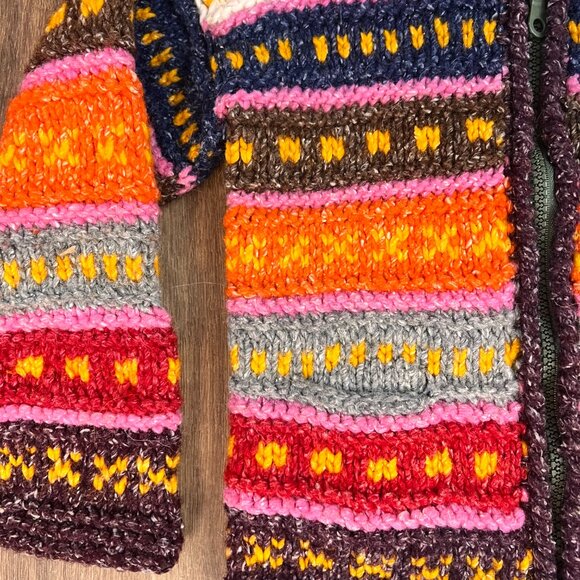 Yarina Threads Handmade Cotton/Wool Colorful Sweater Jacket Sz 2T/3T - Picture 2 of 8